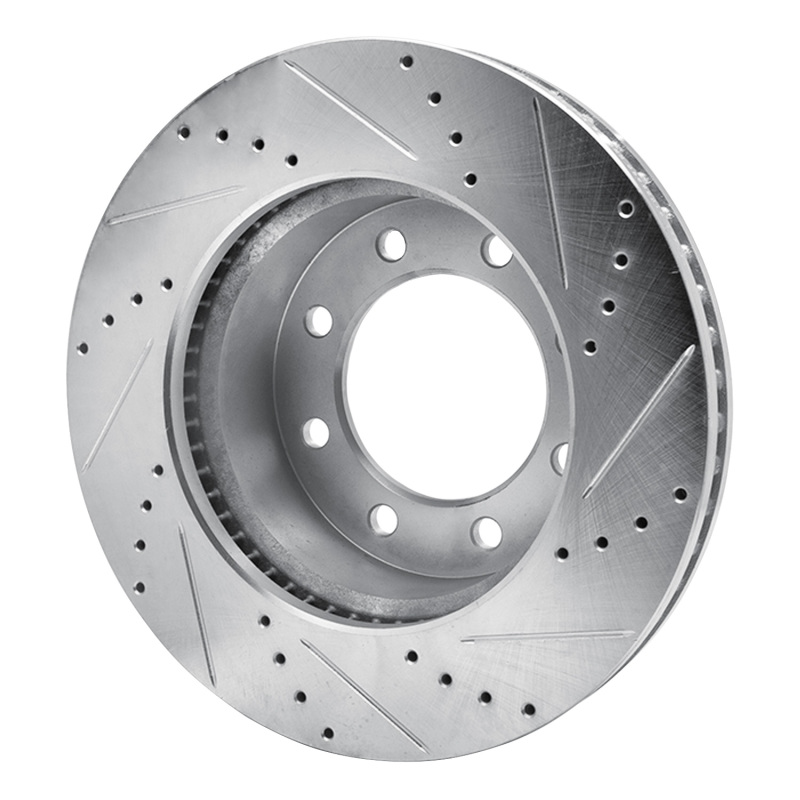 Dodge Ram 3500 Brake Rotor (1) - Front Left - R1 Concepts - Drilled & Slotted - Silver - `09-`25